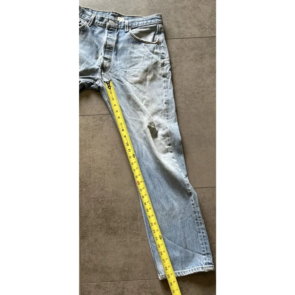 Levi's 501 Button Fly jeans super distressed 35x34 *shrunk* 33x29 retro grunge